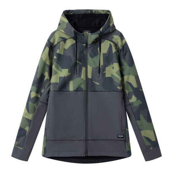 Men's Wind-Resistant Camouflage Hunting Jacket with Thermal Knit Lining and Geometric Camo Print