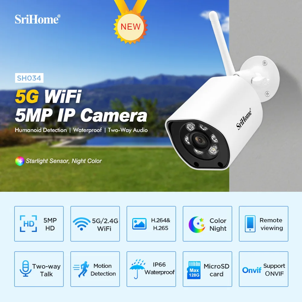 5MP Outdoor Security Waterproof IP66 CCTV Camera Support Digital-WDR IR15 Night Color Vision IP Camera