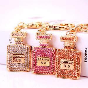Wholesale Perfume Bottle Key Chain Ornaments Diamond Studded Irregular Shape from china suppliers