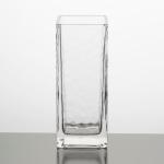 Square Clear Shaped Glass Vases Machine Pressed 7.8 Inch Height Modern Simple