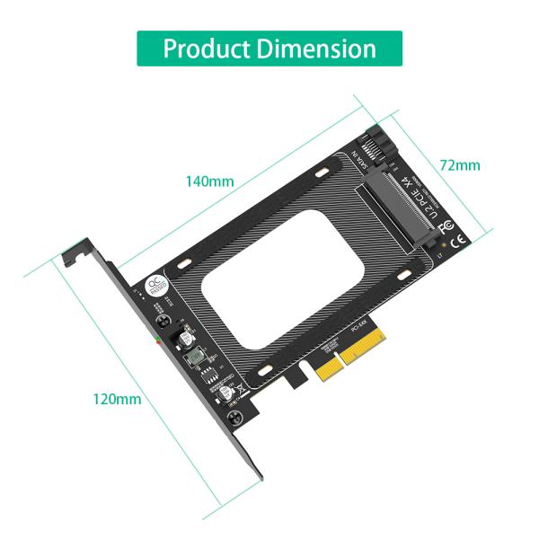 PCI-E 4X to U.2 SFF-8639 Adapter Card 140x120mm for U.2 SSD