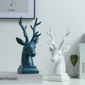 China Animal Elk Ceramic Crafts At Home , L17cm W30cm Study Room Home Decor Accessories on sale