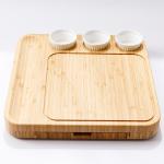 Bamboo Cheese Board and Knife Set Eco-friendly Charcuterie Board with 3 Ceramic