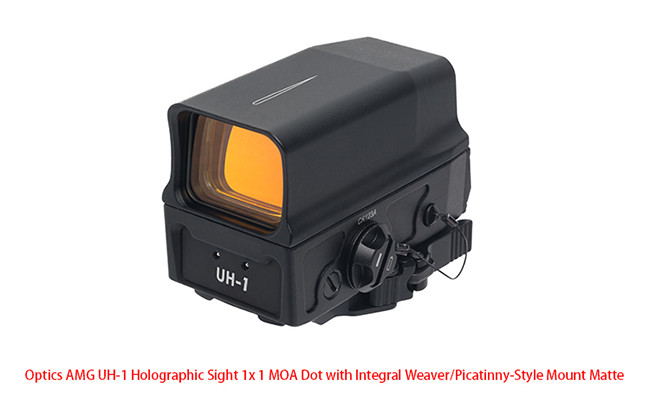 Optics AMG UH-1 Holographic Sight 1x 1 MOA Red Dot Scope with Integral Weaver / Picatinny - Style Mount
