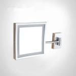 Square Hotel Magnifying Led Bathroom Wall Mirror With Stainless Steel Frame