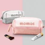 Factory Direct Sell Pink Mesh Leather Cosmetic Bag With Logo Custom