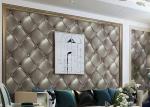Luxurious Living Room Wallpaper Brown Color with 3D Leather Pattern , 0.53*10M