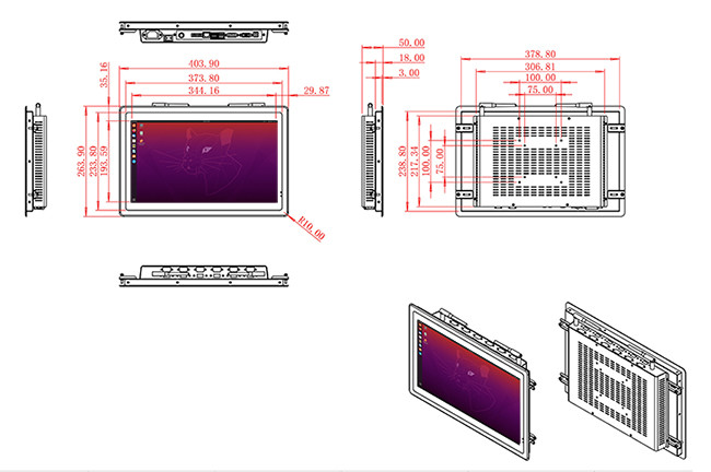 15.6-Inch Panel-Mount Linux Touch Screen for Smart Manufacturing and Digital Signage