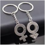 Love Theme 3D Custom Steel Engraved Keychains For Couples , Anniversary Gift