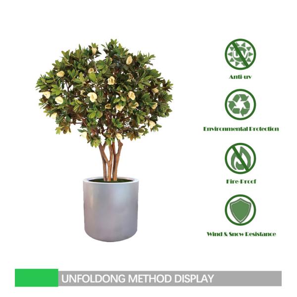 Environmentally Friendly Artificial Magnolia Tree No Color Fading Evergreen Plants