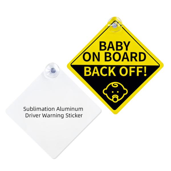 Sublimation Blanks Aluminum Sheet Car Warning Sign Sublimation Hanging Plaque For Custom Driver Warning Sticker