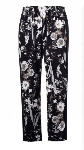 Flower Printed Ladies Slim Fit Trousers Women Long Straight Trouser With Elastic