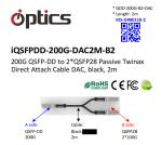 200G QSFPDD To 2x100G QSFP28 Breakout DAC Direct Attach Cable 2M Qsfp Dd