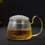 Anti Heat 400ml Tea Cup , Blooming / Loose Leaf Glass Tea Mug With Lid