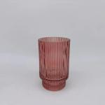 Chili And Brown Glass Bathroom Accessories Round Shape With Ribbed Vertical