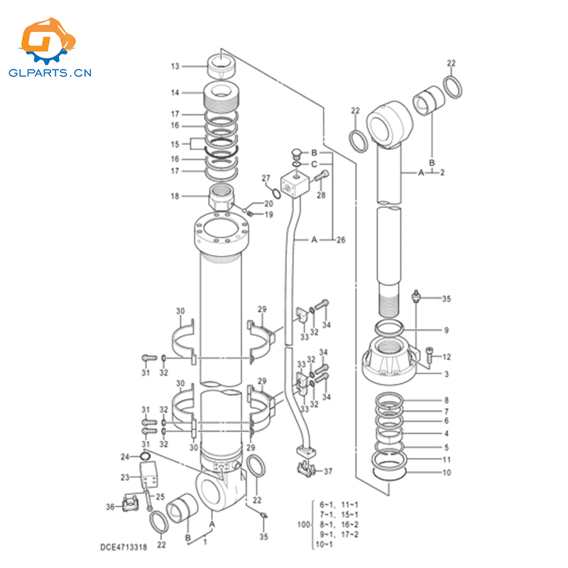 4713318 YA00004899 For ZX870-5G ZX870 Excavator Hydraulic Arm Cylinder Assembly
