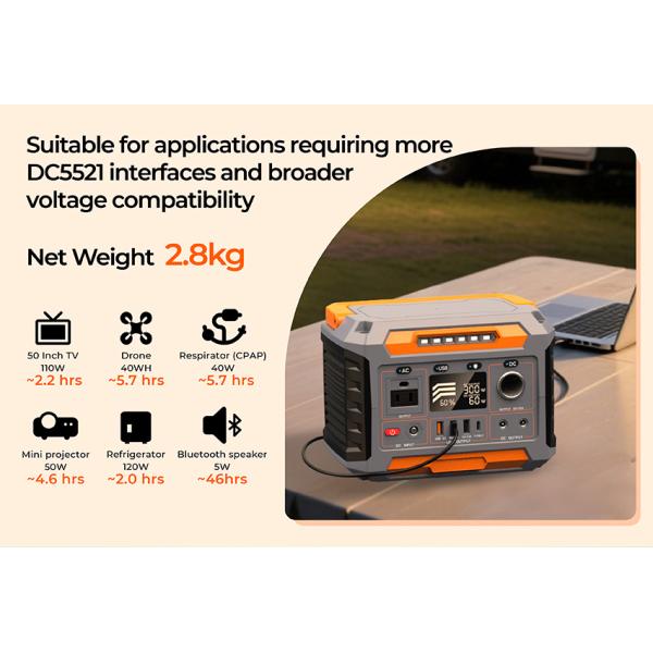 300W Portable Power Station with 270Wh Lithium Battery and Solar Charging