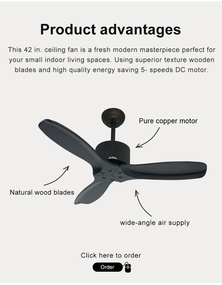Natural Wind Energy Saving Electric Ceiling Fan with 3 Rotary Vane and Remote Control