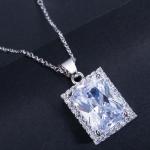 White Gold Color Luxury Bridal CZ Crystal Necklace and Earring Sets Big Wedding