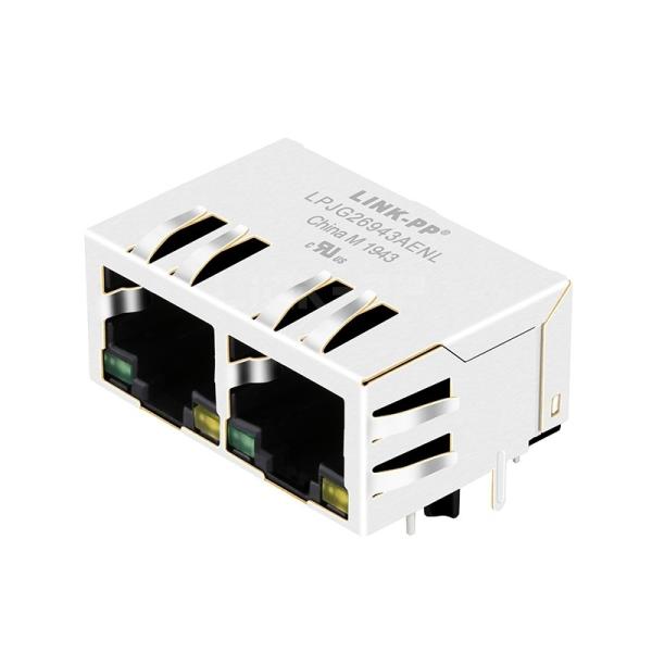 Halo HFJ12-1G41ER-L12RL Compatible LPJG26943AENL RJ45 1x2 Port Mag Jacks 1000