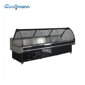 Wholesale Curve Glass Refrigerated Meat Display Case 1200mm Height Butcher Shop Deli Cabinets 346L from china suppliers