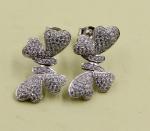 925 Sterling Silver Cubic Zirconia Stud Earrings Wires Earring Flower Shape