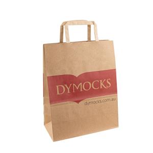 Wholesale OEM Printed Flat Handle Brown Kraft Paper Carrier Bag Grocery Food Takeaway Packaging from china suppliers