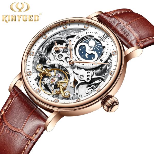 KINYUED Tourbillon mechanical movement watches men luxury brand automatic luxury