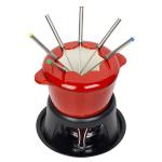 Enamel coated cast iron fondue set