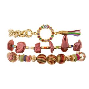 Wholesale Red Stackable Handmade Beads Bracelets For Fashion Teen With Rainbow Zircon from china suppliers