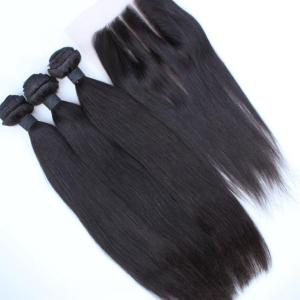 Wholesale Unprocessed virgin peruvian hair bundles,Silky Straight pure virgin peruvian hair with lace closure from china suppliers