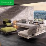 Garden Furniture Hand-Woven Rope Corner Sofa Set with Cushion Aluminum Frame and