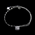 Cross Shape Plain Silver Bracelet / Pure 925 Engagement Charm Bracelet For