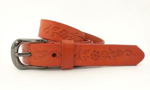 Wholesale Orange Fashional Embossing Custom Carved Leather Belts With Flower Patterns from china suppliers