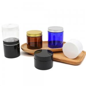China Medical Airless Empty Plastic PET Jar Cosmetic Glass Jar With Metal Lid on sale