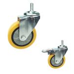 125x32mm Yellow PU Swivel Locking Threaded Stem Medium Duty Casters