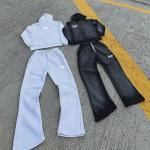 Customized Logo Mens Acid Wash Tracksuit Zip Up Retro Jogging Suits Loose Fit