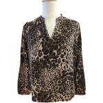 V Neck Leopard Print Long Sleeve Women Casual Blouses