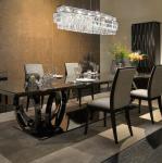 Marble Decal Luxury Modern Dining Table Set , 750mm Solid Wood Dining Table