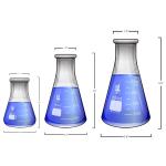 Narrow Mouth Erlenmeyer Flask With Rubber Stopper Glass Flask 5 Piece Set,