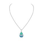 25 Sterling Silver Blue Simulated Opal Greek Key Meander Meandros Spiral Pendant