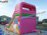 Cute Cat Commercial Inflatable Slide , Childrens Small Dry Slide Slip Inflatable