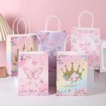 Custom Boutique Pink Kraft Handle Paper Bags With Gravure Printing And