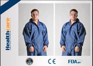 Wholesale Dark Blue Disposable Chemical Protective Coverall SMS Clothing With Hood And Elastic Wrist from china suppliers