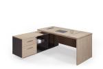 Melamine Panel Wooden Style Executive Desk With Side Cabinet 5 Years Warranty