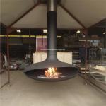 Intdoor Decorative Ceiling Mounted Wood Burning Suspended and Rotating Fireplace