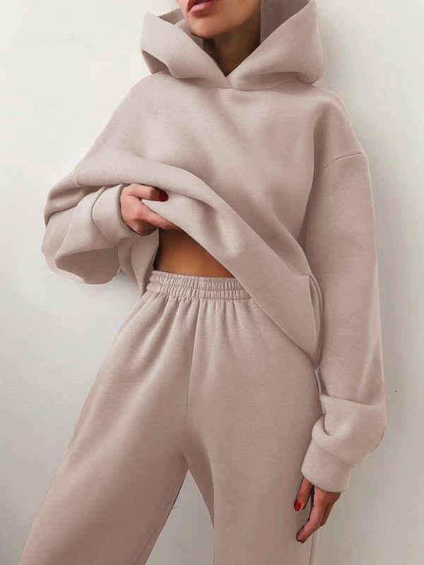 Solid Casual Pullover Elastic Sportswear Tracksuits Long Sleeve Women Hoodies