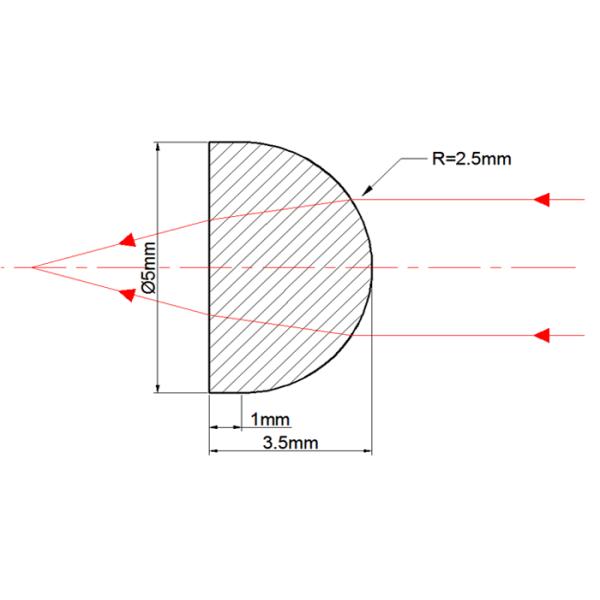 Optical Glass N-BK7 Diameter 5mm Half Ball Lens For Pharmaceutical / Robotics