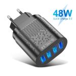 Samsung Xiaomi Fireproof PC 4 Port 48W QC3.0 USB Charger Adapter