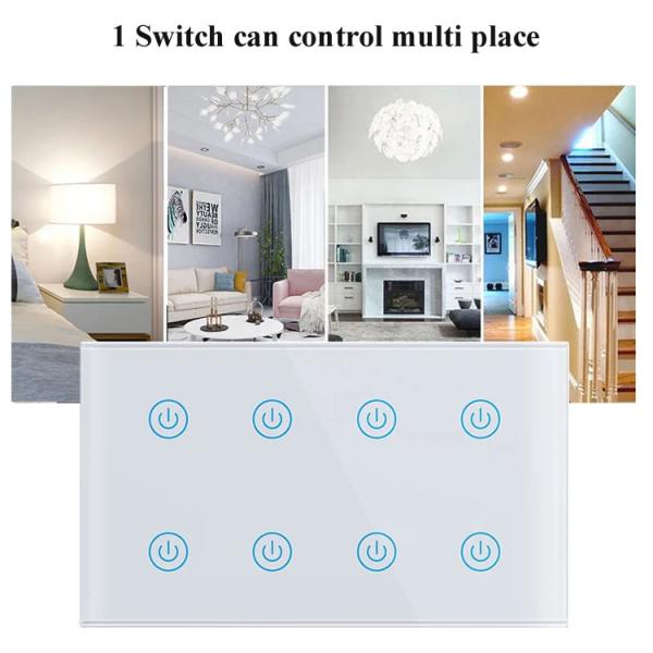 Glomarket Smart Home 8 Gang Wall Switch US Standard Tuya Voice APP Remote